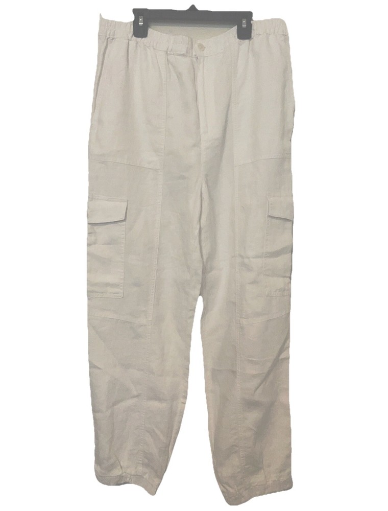 Ralph Lauren White Linen Cargo Pants Womens Size 12 Black Label NWT