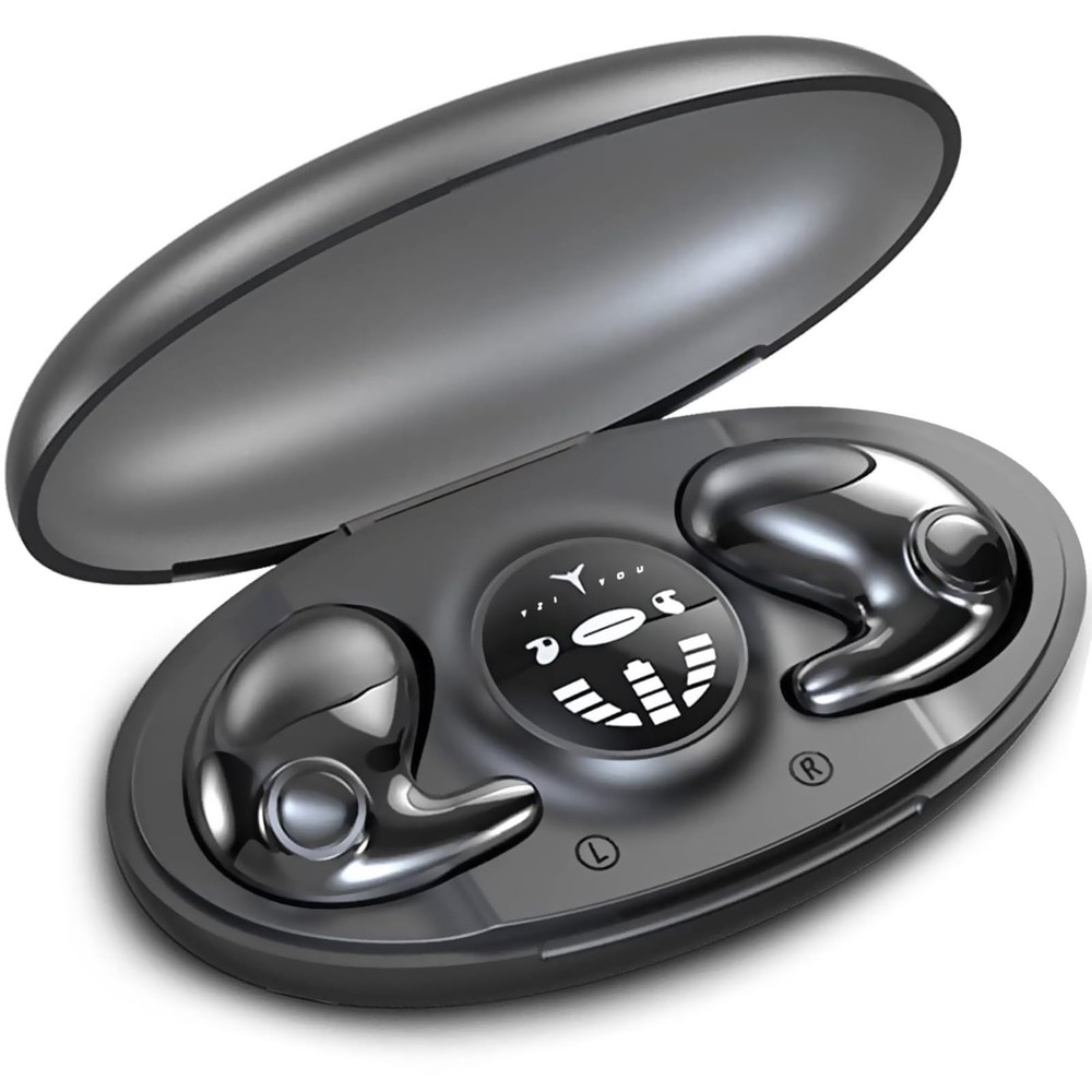 Invisible Sleep Wireless Earbuds Black with Mic Type-C Charging Ideal for Side Sleepers
