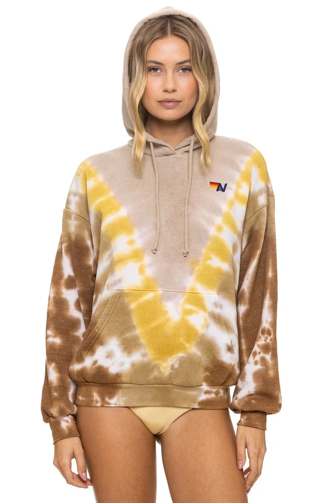 🧡Aviator Nation Hand Dyed V Relaxed Pullover Hoodie Unisex Size M Sand/Cinnamon