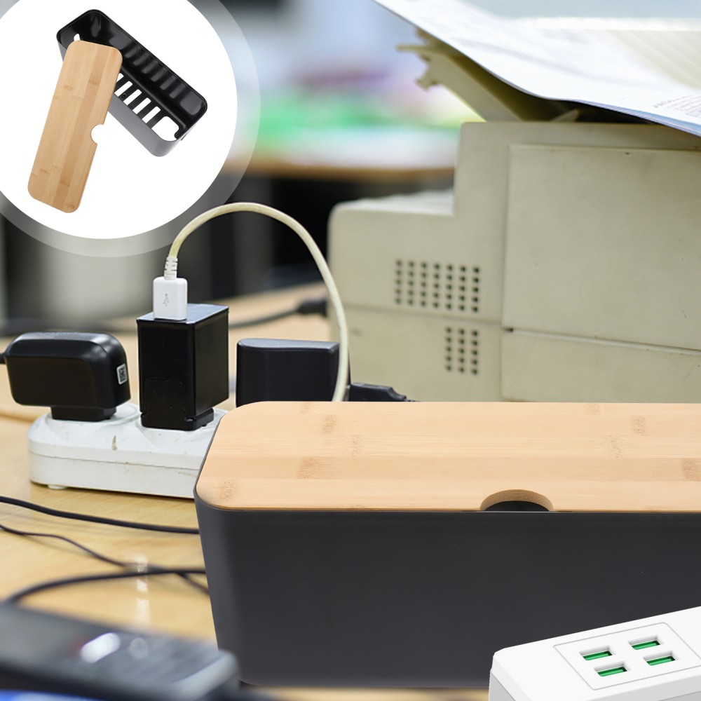 Cable Organizer Box for Power Cords and Data Wires