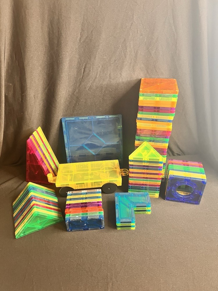 Magna Picasso Playmags 100-Piece Magnetic Tile Building Blocks Mixed Sizes