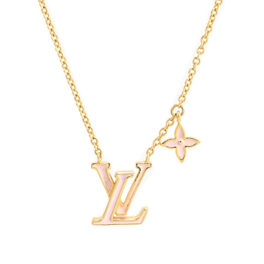 LOUIS VUITTON LV Enamel Necklace Pink Used A