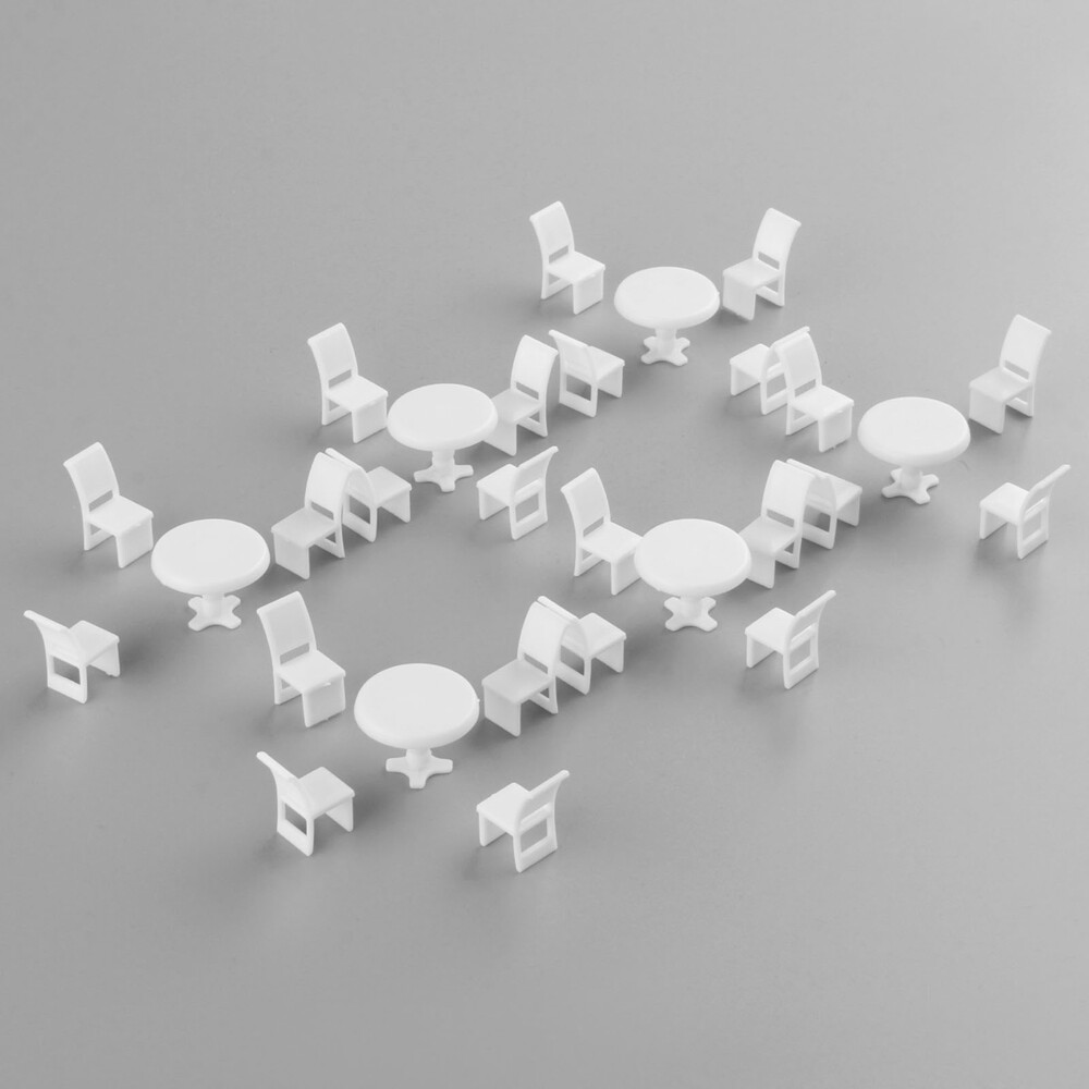 10Sets 22mm Plastic 1:50 Scale Round Dining Table & Chair Model Furniture Decor