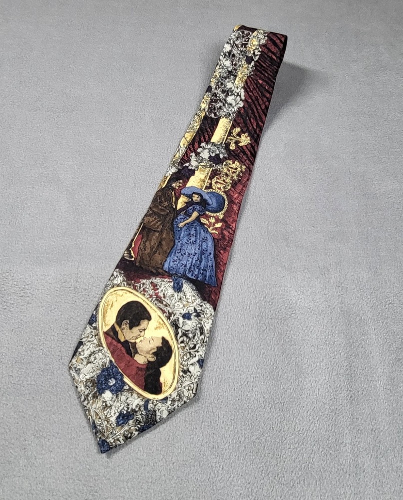 Wembley Gone with the Wind Tie 1992 Men's Red Silk Vintage Movie American Film