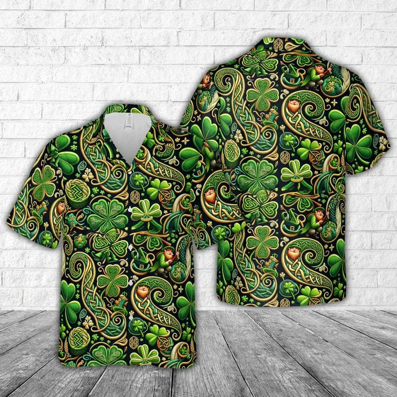 St Patrick's Day Celtic Hawaiian Shirt Irish Shamrock Party Gift