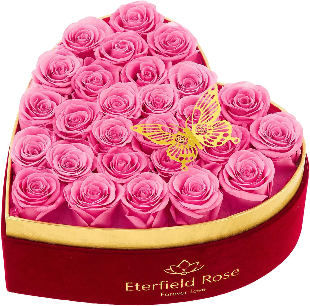 27 Forever Flowers in Heart Shape Box, Valentines Day Preserved Roses That Last