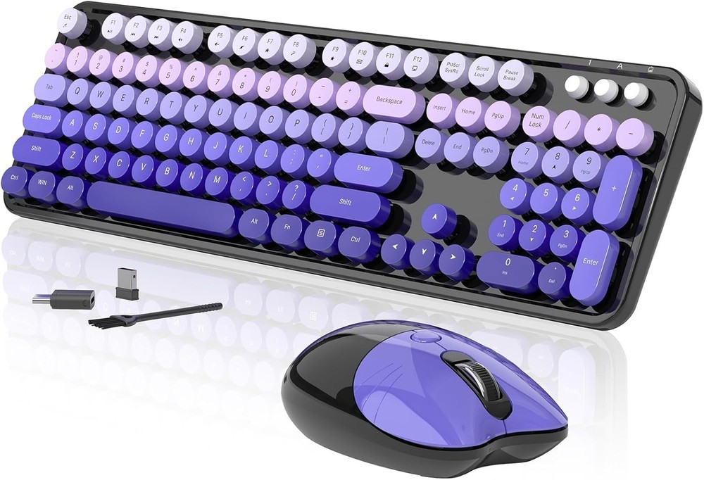 Wireless Keyboard and Mouse Full-Size 104 Keycaps Plug & Play for PC Laptop