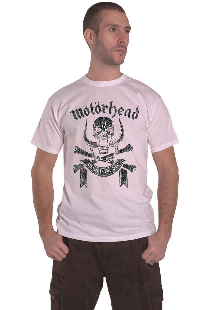Motorhead March or Die Warpig Band Logo Official Men’s White T-Shirt
