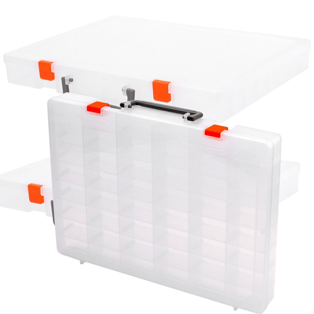 MOUYAT 2-Pack 48 Grid Clear Plastic Bead Storage Organizer Box