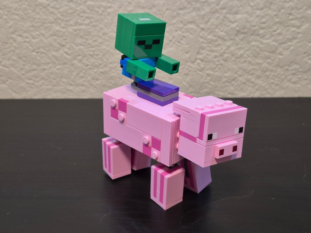 LEGO Minecraft BigFig Pig Set with Baby Zombie Figure – Complete No Instructions