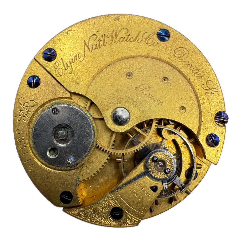 Antique 10s 1874 Elgin Dexter St. 7 Jewel Key Pocket Watch Movement 28 USA