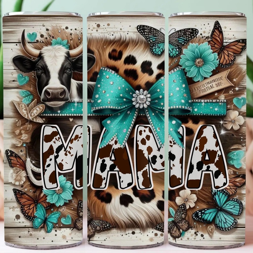 20 oz tumbler stainless Cow - Mama