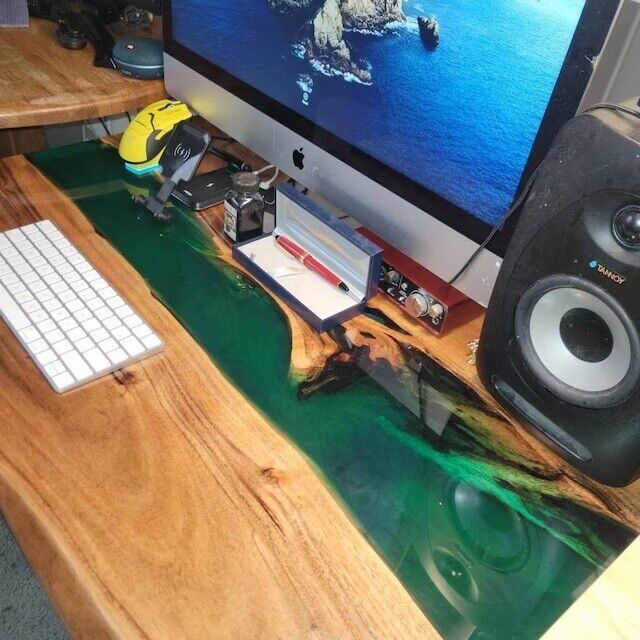 Blue Clear Epoxy Console Table Top, New Year Sale Patio Furniture Home Decor