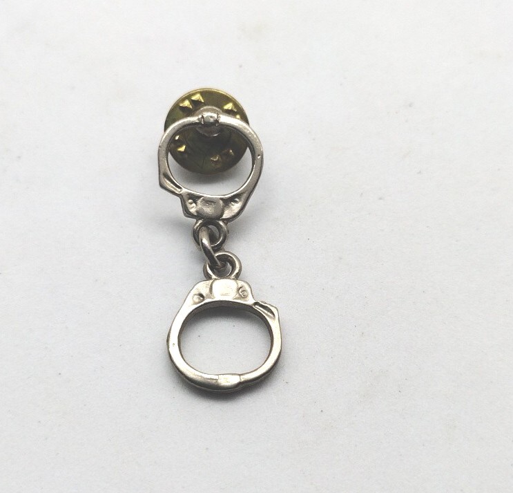 Hand Cuff Silver Toned Dangle Lapel Hat Pin Jewelry Brooch Lot