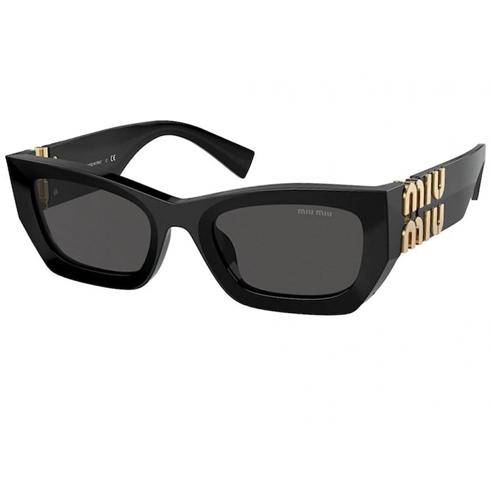 Miu Miu Sunglasses MU 09WS 1ABS0 Black Gold Dark Grey Lens Women New