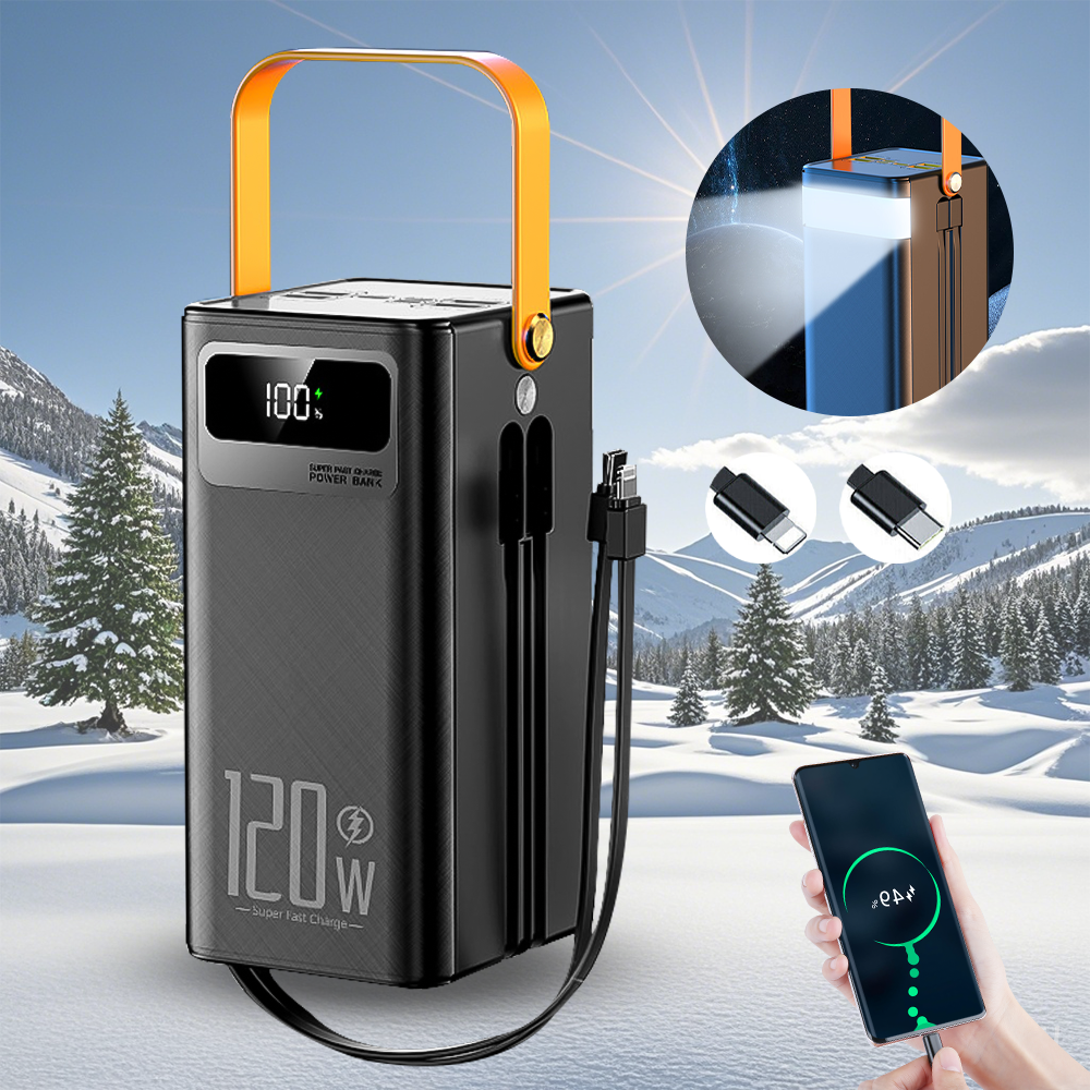 70000mAh Portable 120W Power Bank Large Capacity External Battery Fast Charging