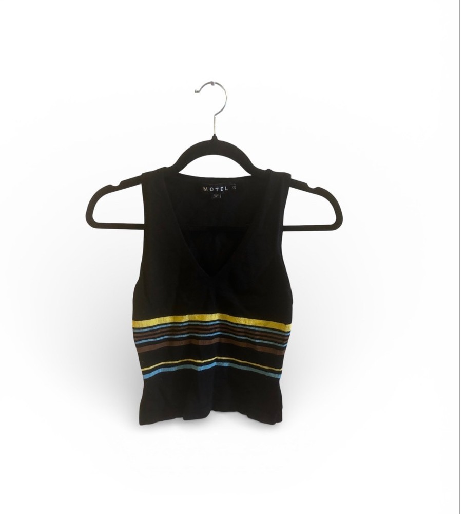 Motel Rocks Black tank top with stripes