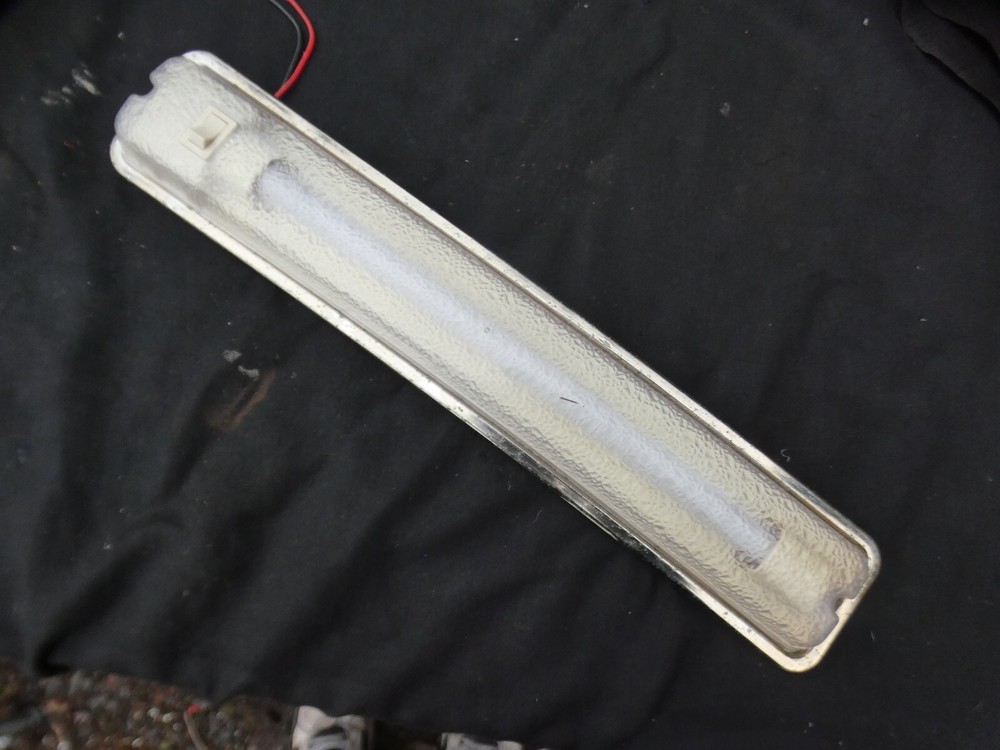 Caravan Lumo 12 volt  fluorescent light with switch and brass edging