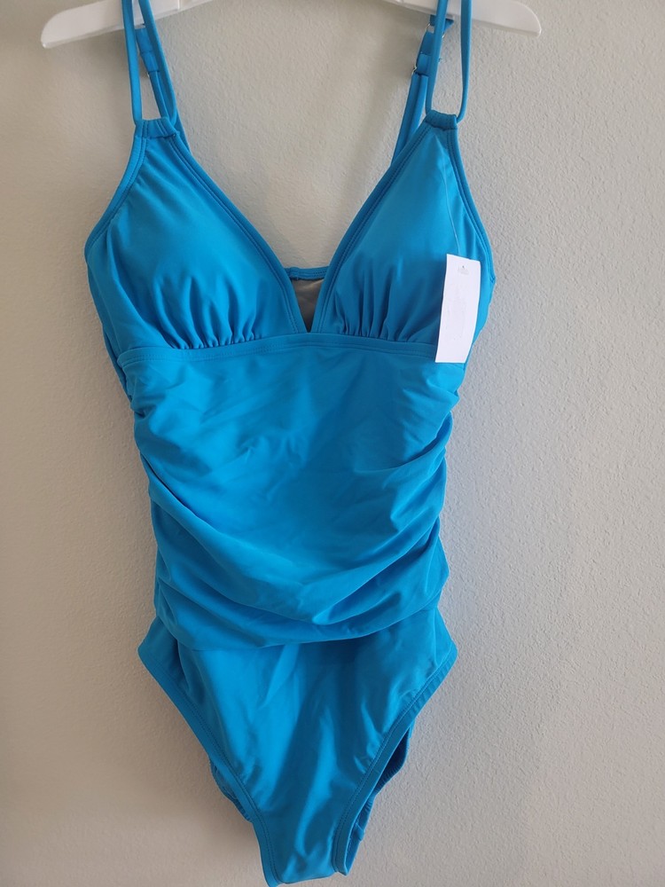 Women's Regular Leg Full Coverage One Piece Swimsuit - Shade & Shore Blue S