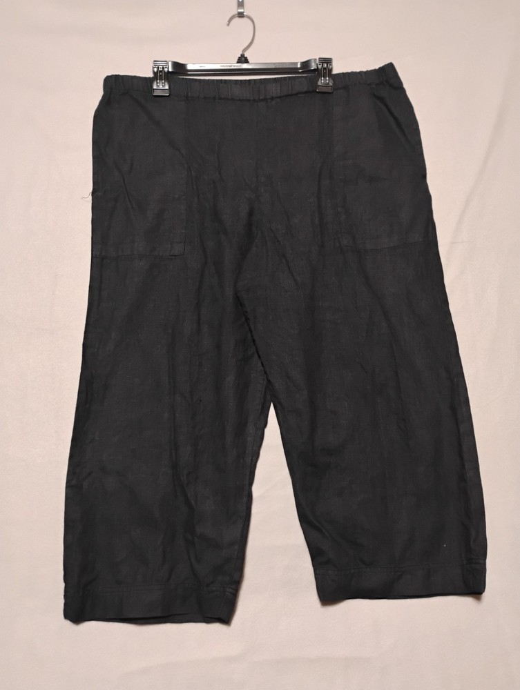 Chicos Womens Linen Pants 3 Wide Leg Lagenlook 90s Luxery Costal Beach Baggy