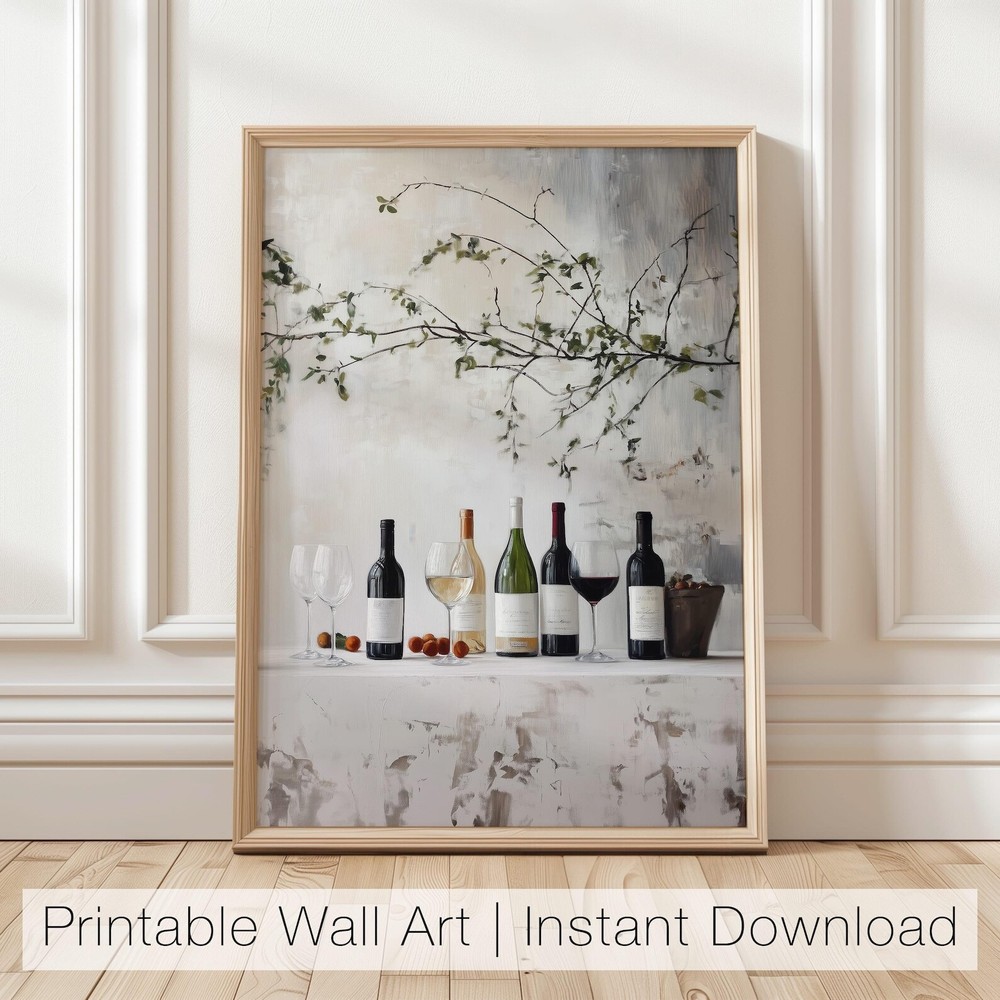 Modern Wine Bottle Wall Art for Kitchen or Wine Bar Decor