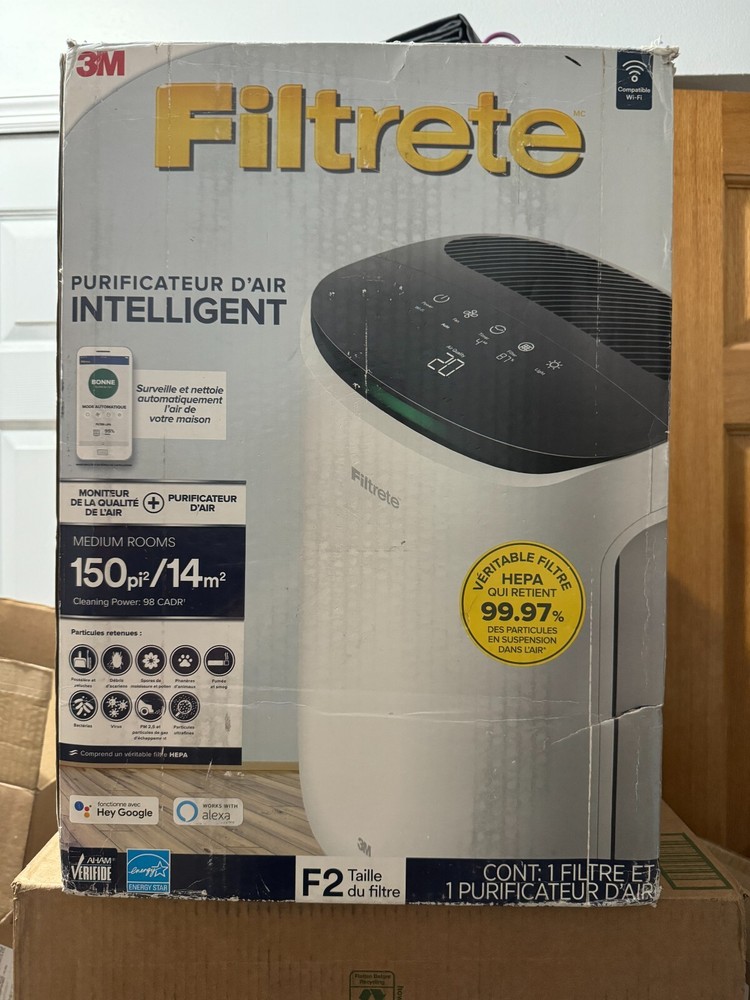 Filtrete Smart Air Purifier & Air Quality Monitor for Large Rooms OPEN BOX