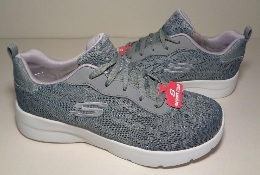 Skechers Size 8.5 M DYNAMIGHT HOMESPUN Grey Lavender Sneakers New Women's Shoes
