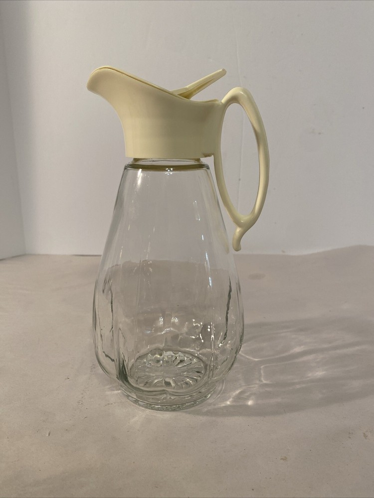 Vintage Glass Syrup Dispenser Bottle w/ Pour Lid
