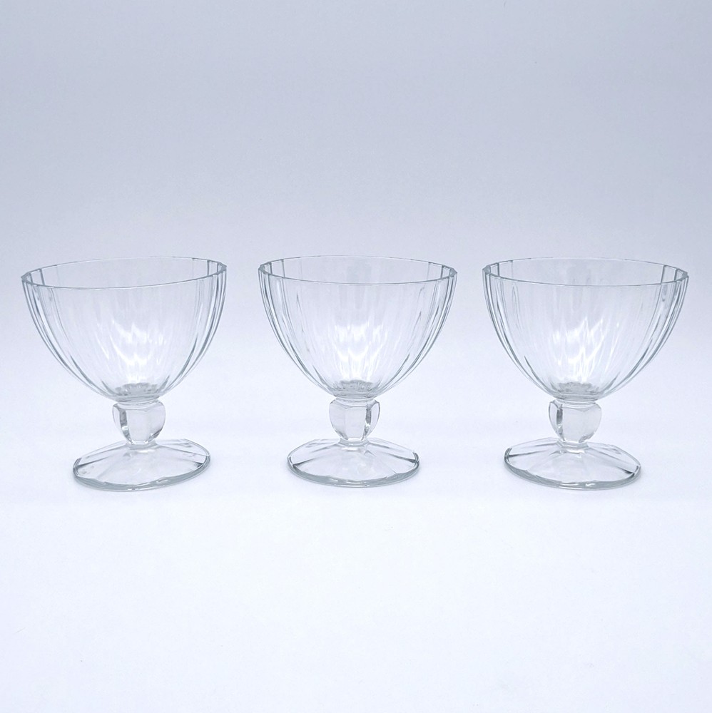 Elegant Hand Blown Luminarc French Crystal Coupe Glasses Set of 3
