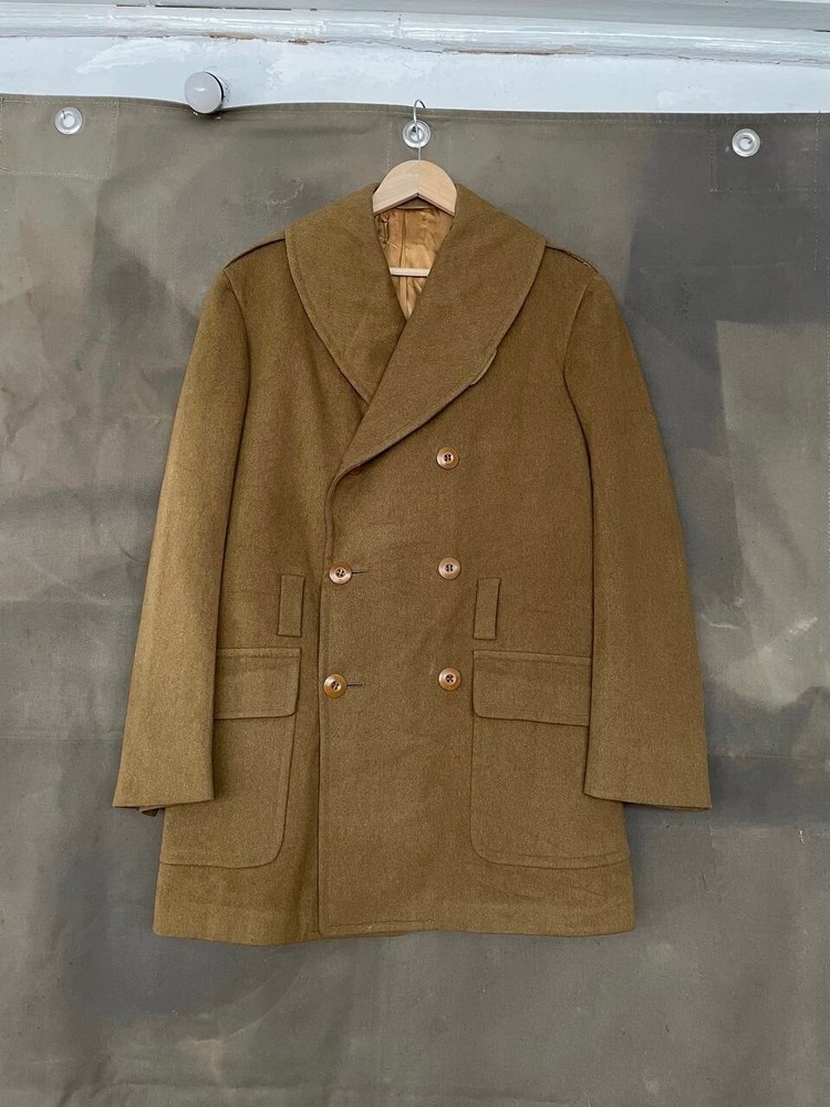 Rare Vintage 40s WW2 US Army officer wool shawl collar jeep mackinaw coat M