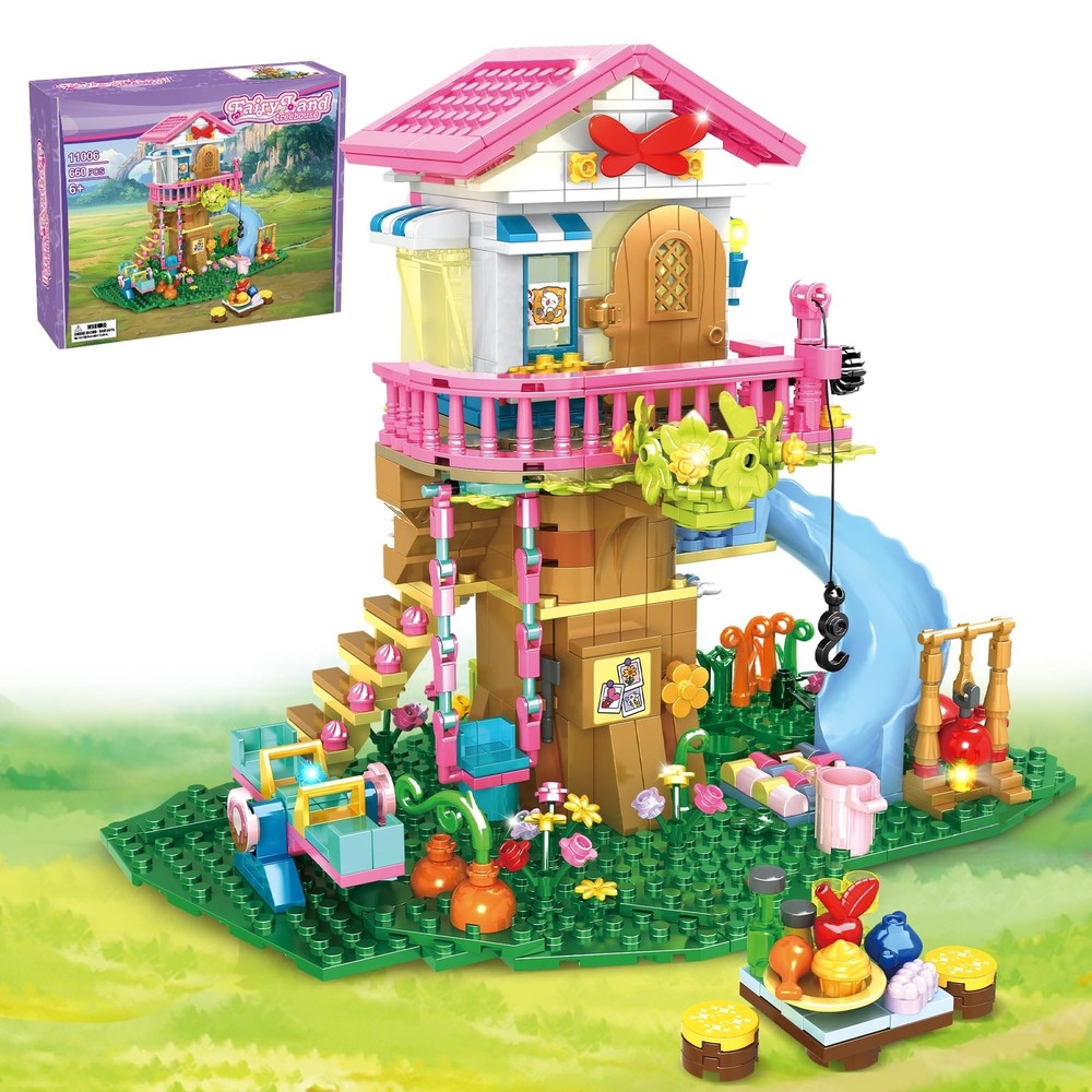Tree House Building Toys for Kids Ages 6-12, Light-Up STEM Construction Set for Boys and Girls