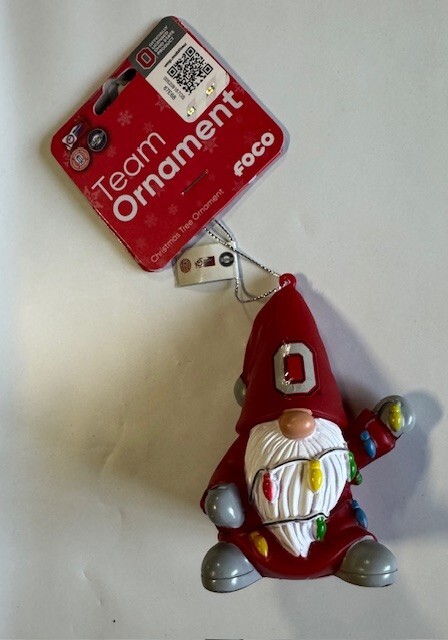 Ohio State Buckeyes Christmas Tree Holiday Ornament - Gnome with lights  Vinyl