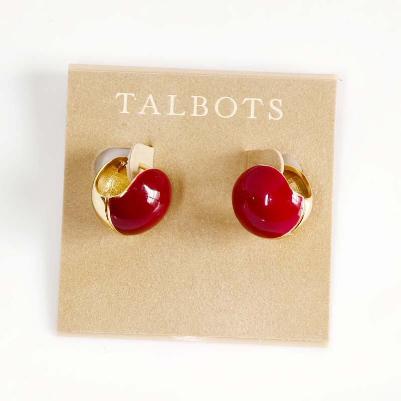 New Talbots Enamel Wide Hoop Earrings Gift Fashion Women Party Holiday Jewelry