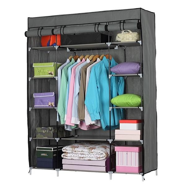 Portable Closet Wardrobe with Shelf 53 Inch Storage Organizer for Clothes Pants US