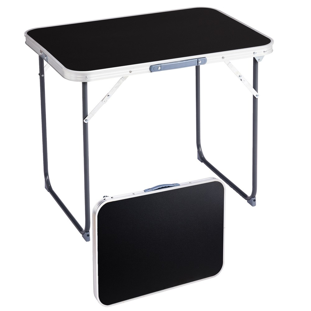 2.3FT Portable Folding Black Plastic Table for Indoor Outdoor Dining Parties  