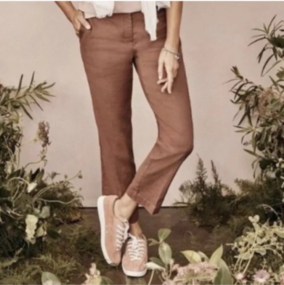 J.Jill Women’s 28 Red Oak Linen Blend Stretch Capri Pants