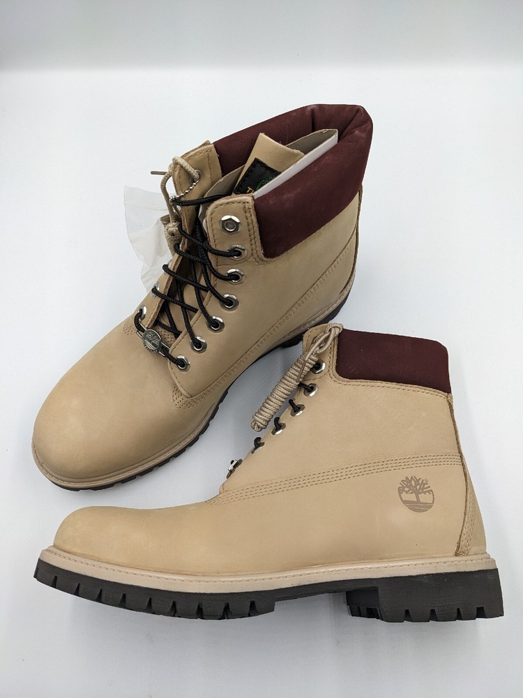 Timberland Premium 6-Inch Waterproof Boot in Light Beige Nubuck Size 9.5
