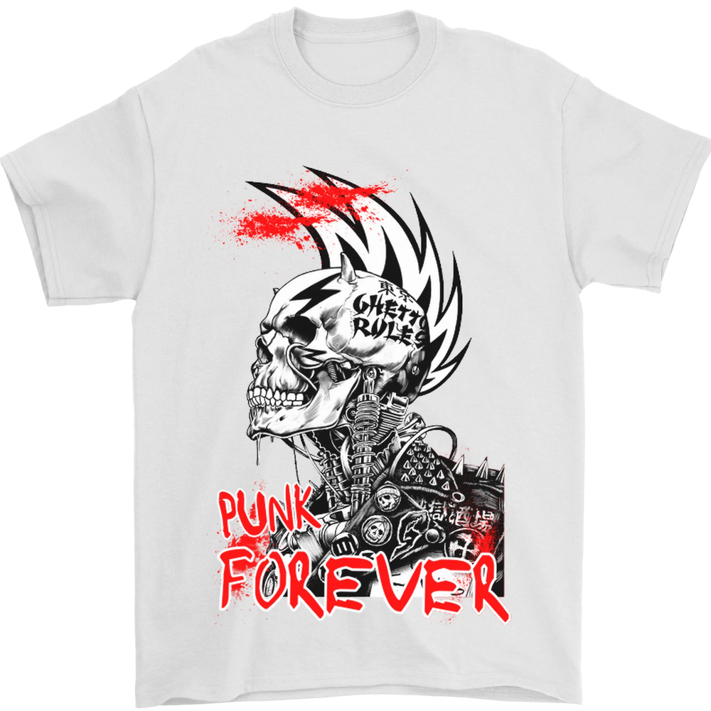 Punk Forever Rocker Skull Music Festival Mens T-Shirt 100% Cotton