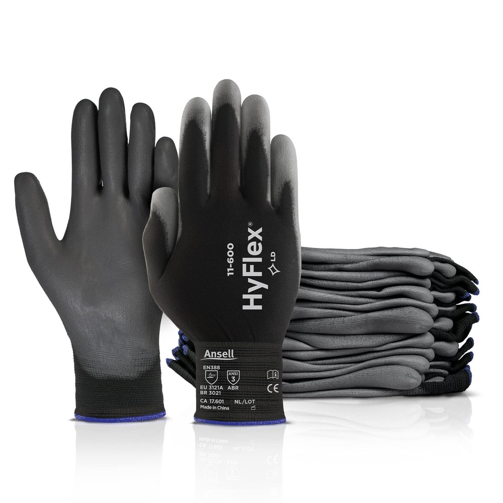 HYFLEX 11-600 Light Duty Nylon Industrial Gloves w/Palm Coating for Metal Fab...