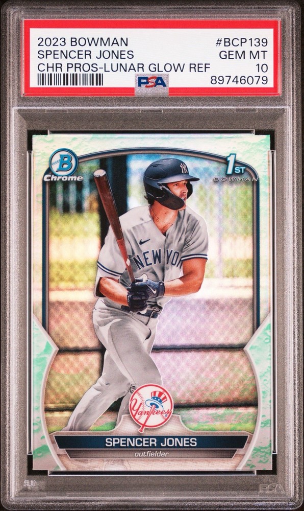 2023 BOWMAN CHROME PROSPECTS #BCP139 SPENCER JONES CHR PROS-LUNAR GLOW REF