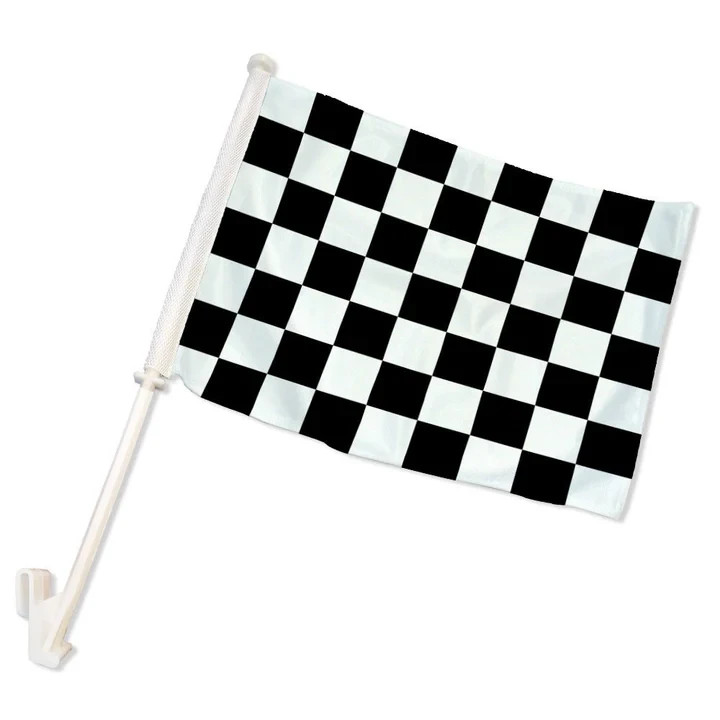 1 Dozen Black & White Checkered 12x15in Double-Sided Racing Window Car Flags