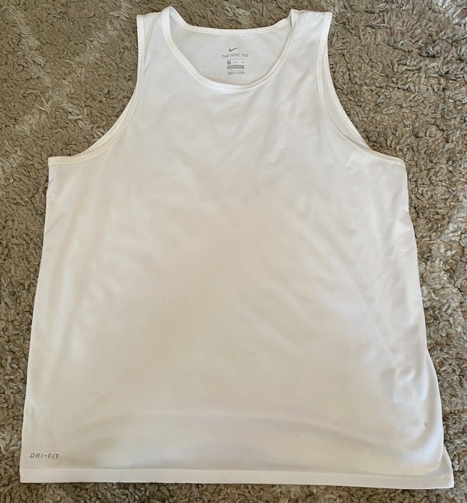 Nike Tank Top XL White Men Dri Fit Shirt