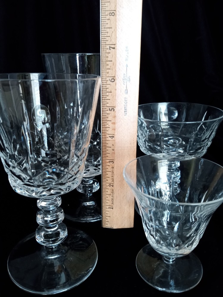 Libbey Sharpe Glass Stemware Cross and Olive Crystal - 29 glasses 4 types