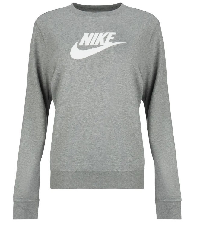 NEW Nike Women's Sportswear Fleece Logo Sweatshirt Gray DQ5832-063 LARGE