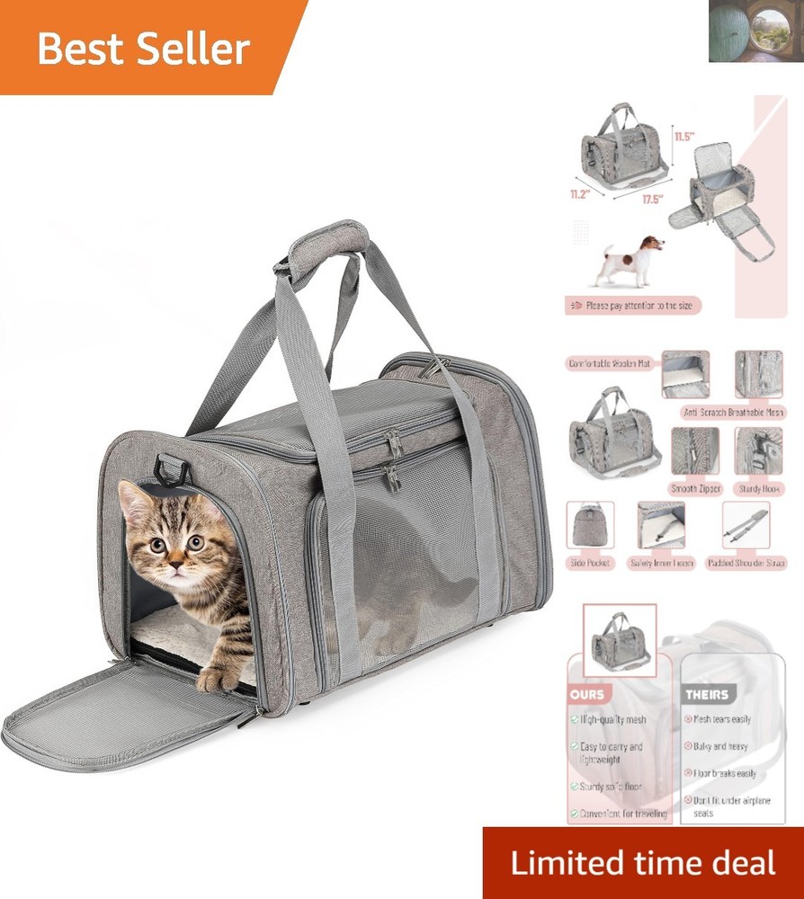 Travel-Friendly Soft Cat & Dog Carrier - Spacious, Breathable, Easy to Carry