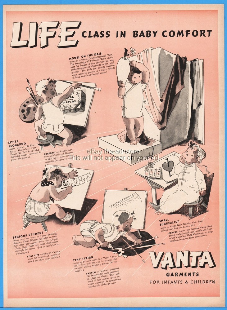 1939 Vanta Garment Infant Children Clothing Life Class in Baby Comfort Artist Ad