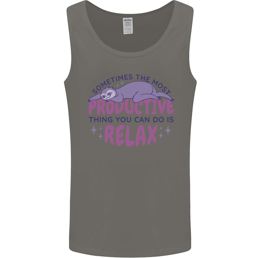 Funny Relaxing Sloth Mens Vest Tank Top