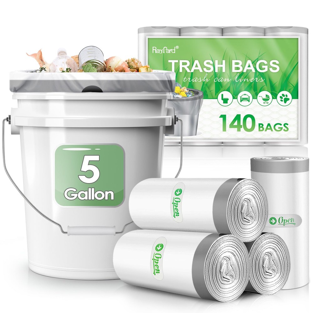 5 Gallon 140 Counts Strong Drawstring Trash Bags Garbage Bags by , Small Tras...