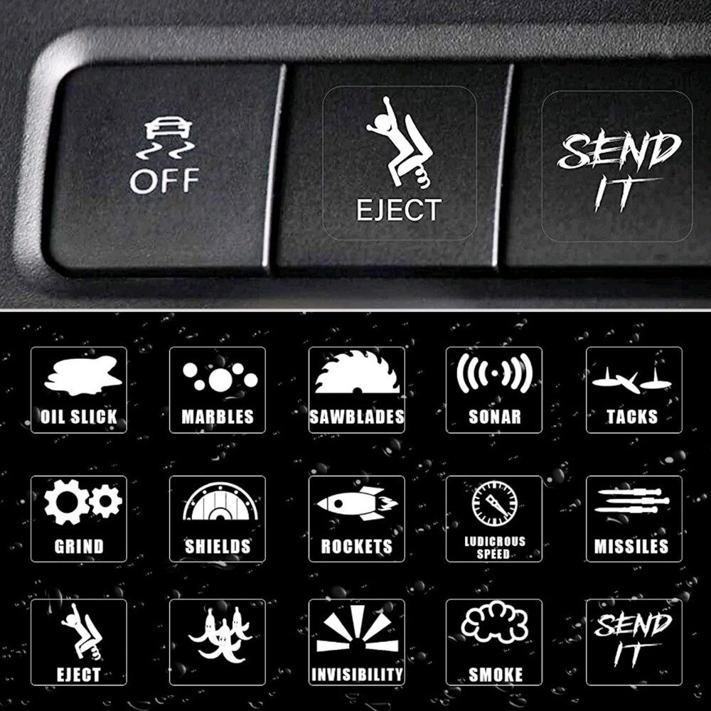 1 sheet  (15pcs) Car Dashboard Button Switch On Off Sticker Self-adhesive Decal