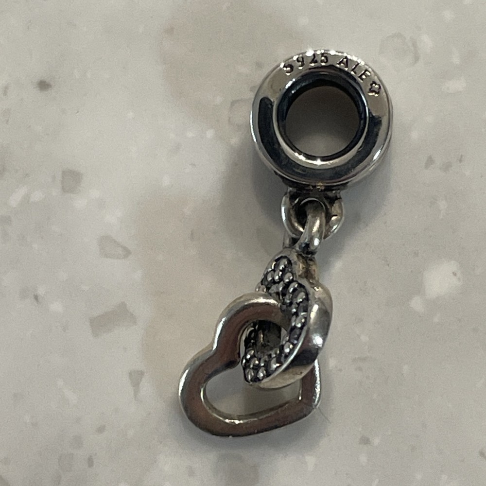 Pandora Retired 925 ALE Interlocking Hearts Dangle Charm